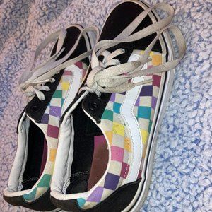 women size 7 vans rainbow checkerboard
